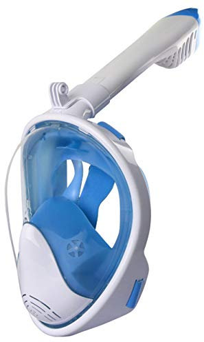 BaronHong 180 ° Vollgesichts-Schnorchelmaske mit Panoramablick Anti-Fog, Anti-Leak mit verstellbaren Kopfbändern (blau, XS)