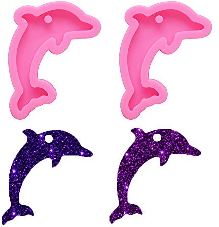 Nifocc - Stampo in silicone con ciondolo a forma di delfino, per gioielli fai da te, artigianato, 2 pezzi