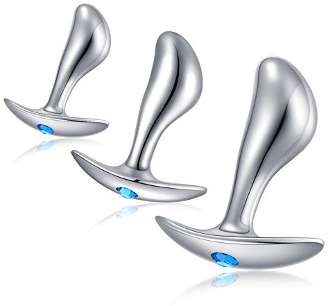 Bouchon anal en métal, grand+moyen+petit, en forme de bout de doigt avec une base étroite et évasée Masturbation fétichiste Anal Dildo Jouets sexuels pour hommes et femmes Roluck