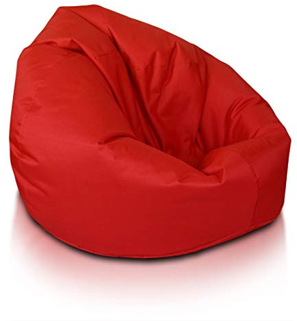 Ecopuf - Puf Puf Rojo tamaño L - Pitufo para Interior y Exterior - Puff de Tejido Resistente a Las roturas e Impermeable - Relleno de Bolitas de poliestireno - Tamaño 95 x 65 cm