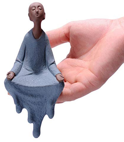 Uziqueif Buddha Statuen, Buddha Figur Zen Garten Deko - Klein Mönch Figur Statue Aus Keramik, Meditierend Buddhismus Figuren Feng Shui Skulptur Dekoration für Wohnung, Haus, Als Geschenk