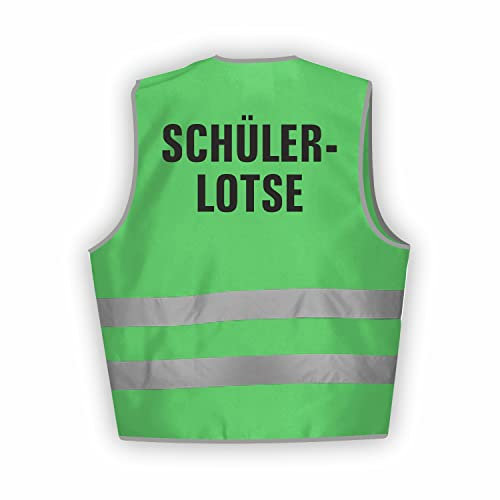 Fassbender-Druck WARNWESTEN - Sicherheitsweste GRÜN Warnweste nach EN ISO 20471 zertifiziert - Warn Weste SCHÜLERLOTSE - Unisex mit hochwertigem Reflektorstreifen (GRÜN I M/L I 5er Set)