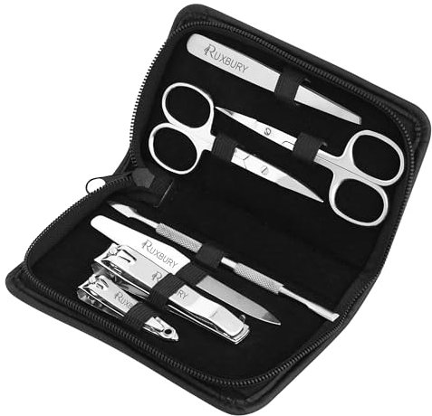 Ruxbury 7-TLG maniküre pediküre Set Rostfreier Stahl nagelschere Set für Frauen und Männer nagelset mit Ledertasche verpackt