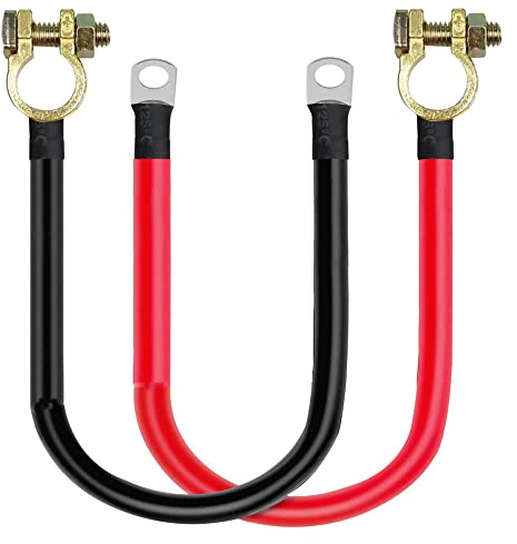 GUUZI Câble d'onduleur Batterie 30 cm avec Connecteurs de Bornes Batterie 12V-24V 25mm² 3AWG (Max 125A) Câbles de Batterie avec Cosses en Cuivre étamé aux Deux Extrémités pour Bateau RV Voiture Moto