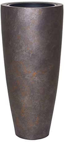 VIVANNO Bac à Fleurs en Fibre de Verre City Gris Quartz - 80x37 | Vase de sol avec insert pour intérieur et extérieur, design rond, aspect béton, idéal pour hôtel, restaurant et salon