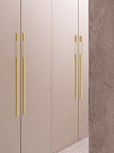 SZLXJMFL Schrankgriffe Gold Modern, 2 Kabinett Türklinke, Massive Aluminium | Beschichtungsverfahren, 29-1000 mm Bügelgriffe, Möbel Griffen Küche Griffe(Gebürstetem Gold)-800mm/31.5in