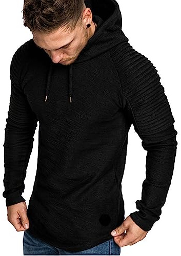 Remxi Hommes Sweatshirt pour T-Shirt Sports Manche Courte Sweats à Capuche à Séchage Hoody Longue Sweatshirt Shirt SolidNoir M