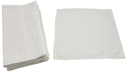 Ilkadim Export 10 Stück Waschlappen 100% Baumwolle, 30 x 30cm, Set einfarbig, 10er-Pack Frottiertücher (Weiss)