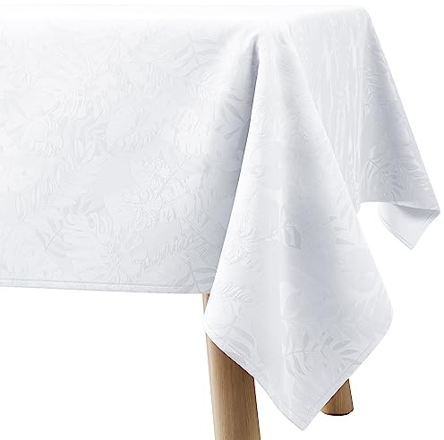 Filumi Tovaglia 150x350 cm bianco, lavabile, per interni ed esterni, motivo geometrico Eris