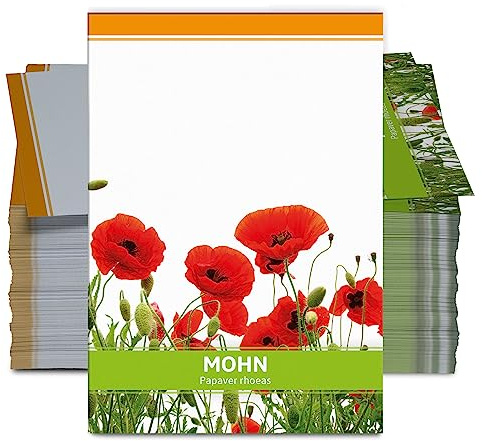 FLORTUS Mohnsamen als Gastgeschenke (100 Stück) | Blumensamen als Dankeschön Geschenke, Mitgebsel & Werbegeschenke | Wildblumensamen bienenfreundlich