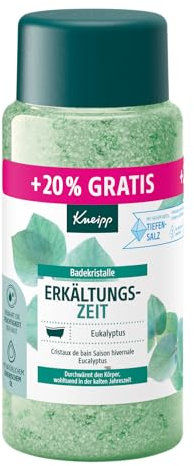Kneipp Badekristalle Erkältungszeit, Badesalz -Sondergröße- mit naturreinem Tiefensalz der Saline Luisenhall und natürlichen ätherischen Ölen aus Eukalyptus und Minze, limitierte Edition, 720g