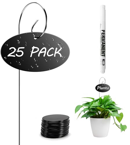 Vcekract Plant Labels, 25 Pcs Acrylic Garden Labels Stakes with Pen, Plant Markers for Outdoor Garden, Plant Tags for Potted Plants, Seed, Flowers