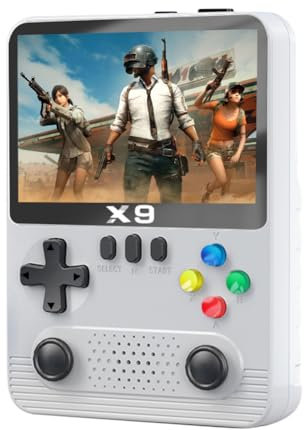 Fiorky Console di Gioco Portatile X9 Console di Gioco Portatile 2000mAh/6000mAh Schermo IPS da 3,5 pollici Mini Macchina for Videogiochi con Scheda 32G Doppio Joystick 3D 11 Emulatori PSP