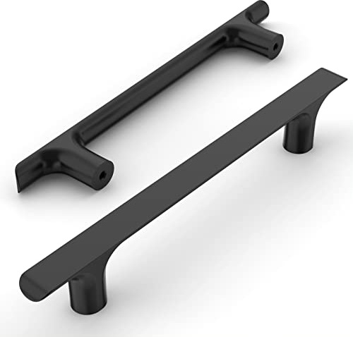Amerdeco 10 Stück Möbelgriffe Schwarz, 128mm Lochabstand, Zinklegierung Schubladengriffe & Schrankgriffe für Küchenschränke & Kleiderschränke UK0060