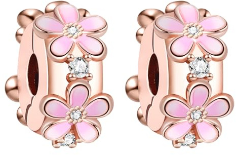 Amuefer 2Pcs Clip Charms pour Bracelets et Colliers, Argent Sterling Charme Saint Valentin Noël Anniversaire Bijoux Cadeaux pour Femme Fille Maman Épouse Amis