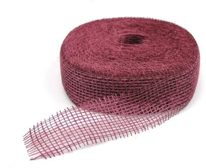 DecoHomeTextil Deco Jute Geschenkband 5 cm x 40 Meter Weinrot | Eco Friendly Tischband Deko Dekoration Naturfaser