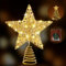 WHOLEV Gold Weihnachtsbaumspitzen Stern, 25cm Glitzer-Baumspitzen aus Golddraht mit Timer, Stromversorgung über Batterie oder USB, 20 LED-Lichter, beleuchteter Stern-Baumschmuck für Weihnachtsbaum
