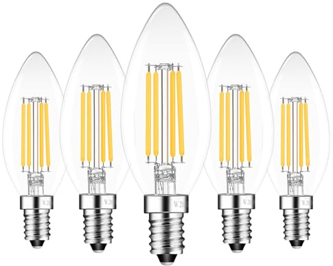 Sokkldccd E14 Led Light Bulb Warm White, SES 4W Led Candle Light Bulbs Small Screw, 40W Equivalent, 2700K, Pack of 5