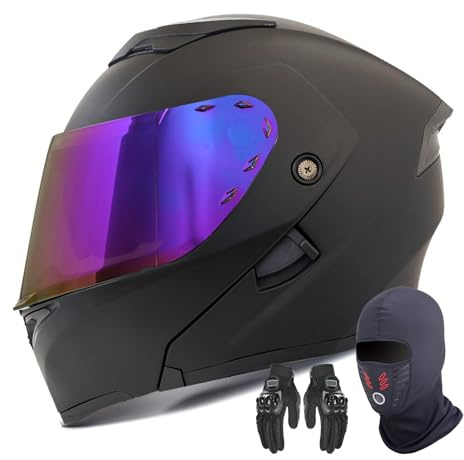 GNIUBBDB Casque de Moto modulaire intégral pour Adultes Hommes et Femmes Casque de Moto Rabattable homologué ECE avec Double Pare-Soleil A-3,XXXL (65cm)