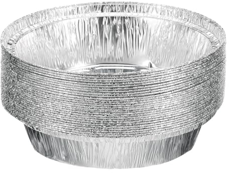sourcing map 30pcs Aluminum Foil Pie Pans 6.3 Round Disposable Non-Stick Baking Pans for Pies Quiches Tarts Baking Cooking Reheating Parties, Silver