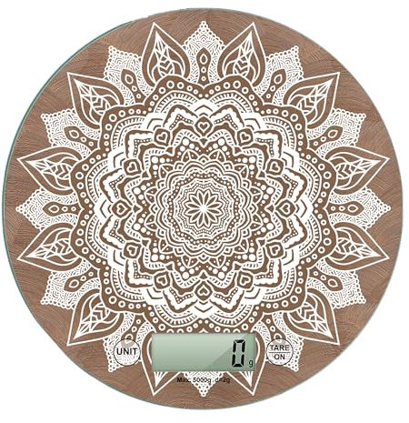 PETRAMARA Bilancia Digitale da Cucina in Vetro Decorata. Design Italiano, Alta Precisione e Qualità Made in Italy (Mandala A)
