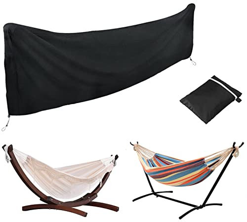 Wasserdichte Camping Hängematte Abdeckung mit Sonnenschutz, Heavy Duty 420D Oxford Stoff Regenschutz und Staubschutz für Outdoor-Hängematten und Doppel-Hängematten mit Ständer Verstellbare Schnur