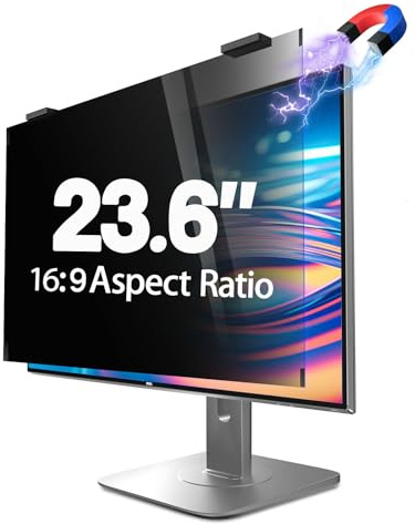 GUDTEKE Magnetic Computer Privacy Screen 23.6 inch, Hanging Privacy Screen for Computer Monitor for 16:9 Frameless Monitor, Acrylic Eye Protection Anti Glare Blue Light Computer Screen Privacy Filter
