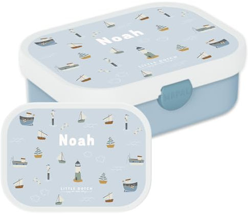 Mepal – Boîte à déjeuner personnalisée avec prénom pour enfant (Campus Little Dutch, motif Baie des marins) – avec compartiment bento et fourchette – sans BPA, passe au lave-vaisselle