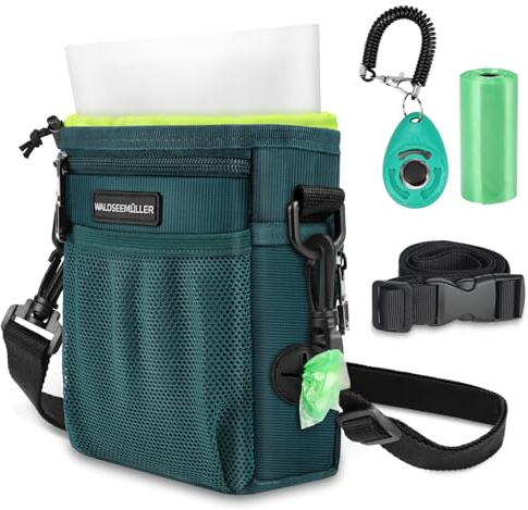 Waldseemüller Cane Snack Borsa, Borsa per Alimenti per Cani, Borsa Addestramento Cane Contenitore Cane Regolabile, Clicker di Addestramento, Sacchetto per Snack in Silicone