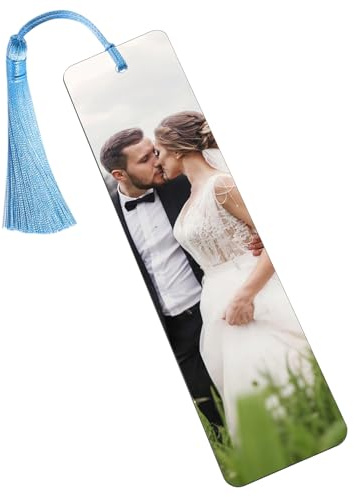 Individuelles Lesezeichen – Personalisierte Metall-Lesezeichen mit Quaste, individuelles Foto-Farbbild, Lesezeichen für Freundin, Freund, Buchwürmer, Geburtstage, Weihnachten, Valentinstag (1 Foto)