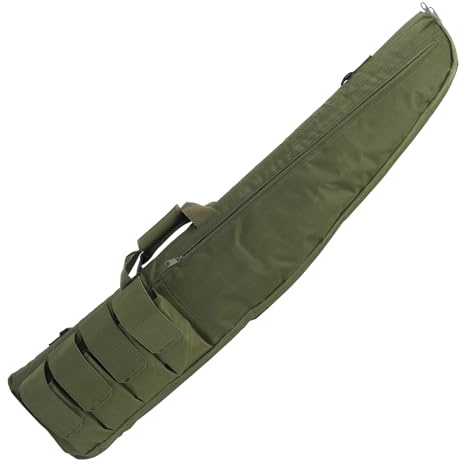 Tactical Rifle Gun Bag – 120cm 47 Padded Carry Case Sleeve with 4 Front Pockets & Adjustable Shoulder Straps – Durable Storage for Hunting, Airsoft & Shooting – Camouflage (Green)