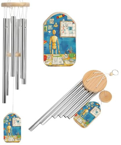 Windspiele zum Stehen am Tisch im Freien, personalisierbar, 6 Aluminiumröhren, Hofdekoration, Gartendekoration für die Terrassendekoration, stimmungsvolle Geschenke für die Inneneinrichtung