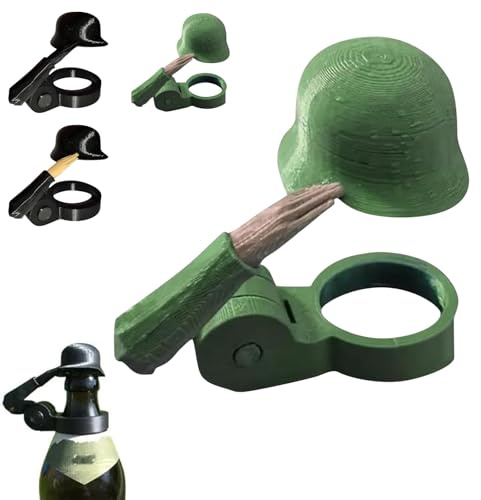 Bierflaschenhelm mit Soldatengruß,Soldat Salute Bier Flasche Helm Flaschenhelm,lustiger und einzigartiger Anti-Flaschenverschluss,Wiederverwendbarer Flaschenverschluss für Bier (B)