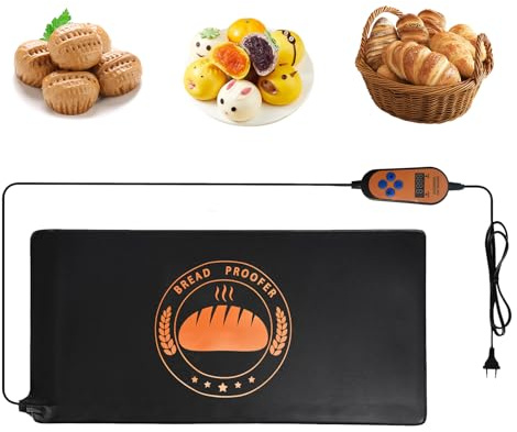 Tapis Chauffant pour Pain, Tapis de Cuisson au Levain 55 W Tapis de Fermentation de Pâte 25 x 53 cm avec Régulateur de Température Réglable et Capteur de TempéRature CTN pour Pâte Yaourt Vin Chocolat