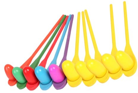 KONTONTY 10 Sets Egg Spoon Game Sensory Integration Training Tool for Balance and Coordination Activity for Outdoor Fun and Family Interaction