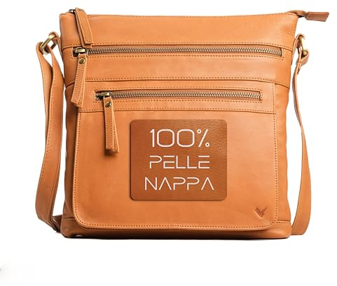 Lavalen Leder Umhängetasche Damen Mittelgroß - Ledertasche Handgefertigt - Damen Tasche Mehreren Fächern - Crossbody Bag - Mehrere Reißverschlüsse -Hochwertige Handtaschen & Handbags for Women.