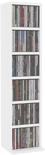 Eleganz CD Regal mit 6 Fächern: offenes Regal zur CD Aufbewahrung - CD-Ständer, Holzregal Wand, Medienregal, Aufbewahrung für CD Hüllen, 21 x 20 x 88 cm (B x T x H)