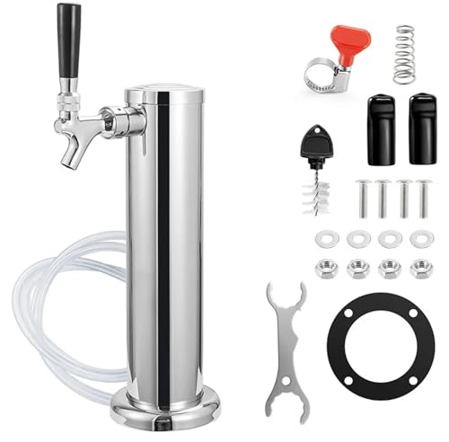 GAOAZHEN Dispensador de Cerveza de Barril de un Solo Grifo, Columna de Cerveza Pulida de 7,6 cm de diámetro con Llave para Tubos