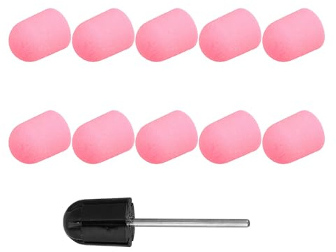 Gogogmee Capuchons de Ponçage pour Manucure 10 Pièces, Taille Standard, Tête de Broyage Abrasive 180, Outils Nail Art pour Professionnels et Débutants, pour Polissage et Modelage