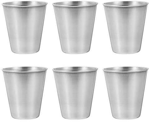 Homoyoyo Vasos de Whisky Pequeños 70ml Acero Inoxidable Grueso Resistentes Anticorrosión para Camping Hogar Bar 6 Piezas
