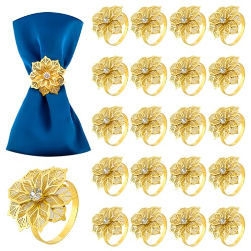 INTERWARM 60 Stück Serviettenring Mit Blumenmuster Ausgehöhlter Serviettenring Mit Blumenmuster Für Den Esstisch – Ideal Für Partys Hochzeiten Bankette Weihnachten Familienfeiern Und Abschlussbälle.