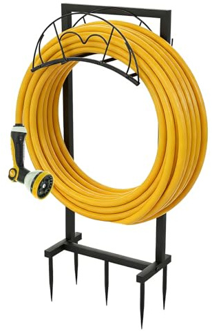 EFUTURETIME 105cm Soporte de Manguera Independiente de Metal, 5 Púas, Negro | Jardín, de 50m, Desmontable, para Césped y Exteriores