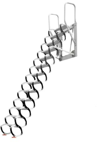 BKEKM Telescoping Attic Ladder Wall-Mounted Folding Stairs,Loft Staircase with Pull Down Loft Stairs Manual Step Ladders Space-Saving(3-3.3m)