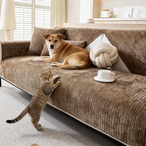 Generisch Sofa Überzug, Couch Überzug L Form 1/2/3/4 Sitzer, Sofa Cover Sofabezug Ecksofa rutschfeste Sofaschoner, Sofadecken für Sitzfläche, Universelle Sofa Überwurf (Braun, 110x160cm)