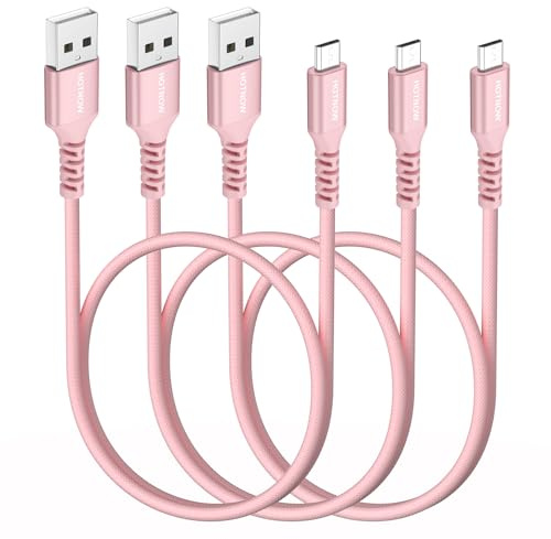 HOTNOW Short Micro USB Cable 0.5m 3 Pack, 50cm Pink USB Micro Charger Cord for Galaxy S6 S7, PS4, MP3, Tablet and other Micro Devices | USB to Micro USB 2.1A Fast Charging and USB 2.0 Data sync Cord for Galaxy S7 S6 S5,Note 5,PS3,PS4, MP3,Power Bank and More.