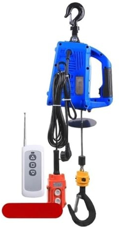 Verricello Elettrico Mini Paranco Elettrico Portatile 220 V, Macchina Di Sollevamento Telecomandata, Micro Verricello Resistente, Piccola Gru Argani elettrici(Blue 500kg Load)
