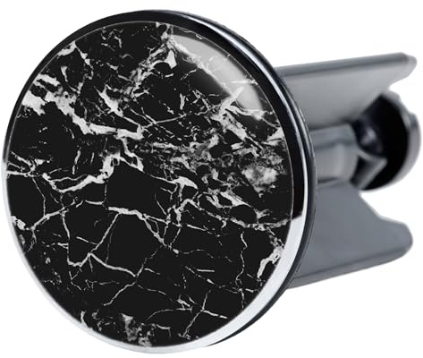 Sanilo Waschbeckenstöpsel Marmor Schwarz, schöner Stöpsel für das Waschbecken, universal mit Motiv