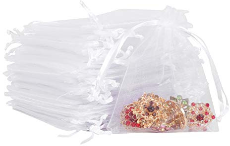 Boshen Organza-Geschenkbeutel, transparent, Netzstoff, für Schmuck, Hochzeit, Party, Weihnachten, 7,6 x 10,2 x 15,2 cm, 12,7 x 17,8 cm, 100 Stück