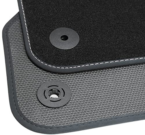 teileplus24 BGF463 Ganzjahres-Fußmatten kompatibel mit Mercedes C-Klasse W205 / S205 2014-2021 Wasserdicht, Naht:Silber