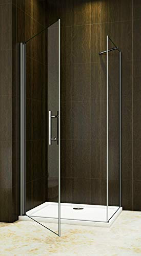 Duschkabine 90x90cm Duschabtrennung Duschtür Drehtür Duschwand Seitenwand NANO Glas 195cm